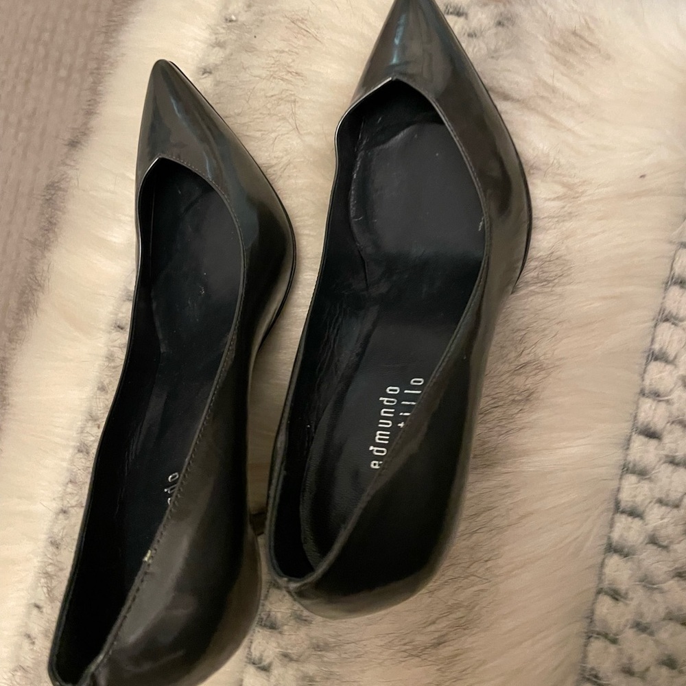 Black Leather kitten heels